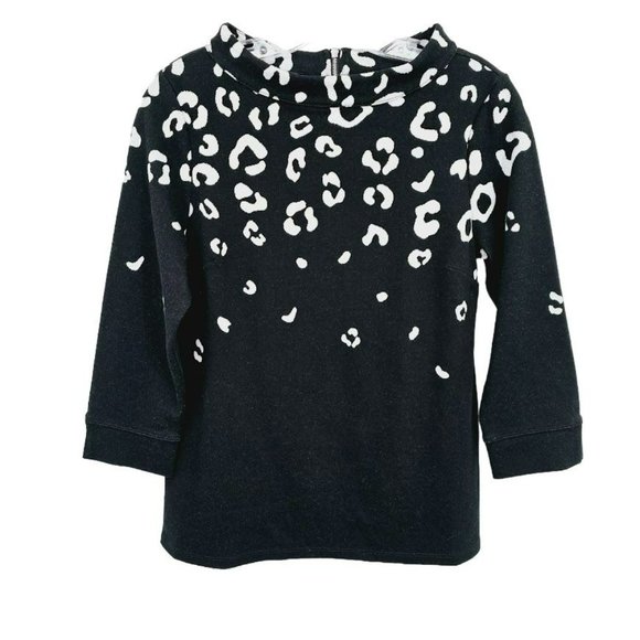 Talbots Jacquard Ombre Leopard Print Sweater Top S Black White Knit Zip Back New - Picture 11 of 13